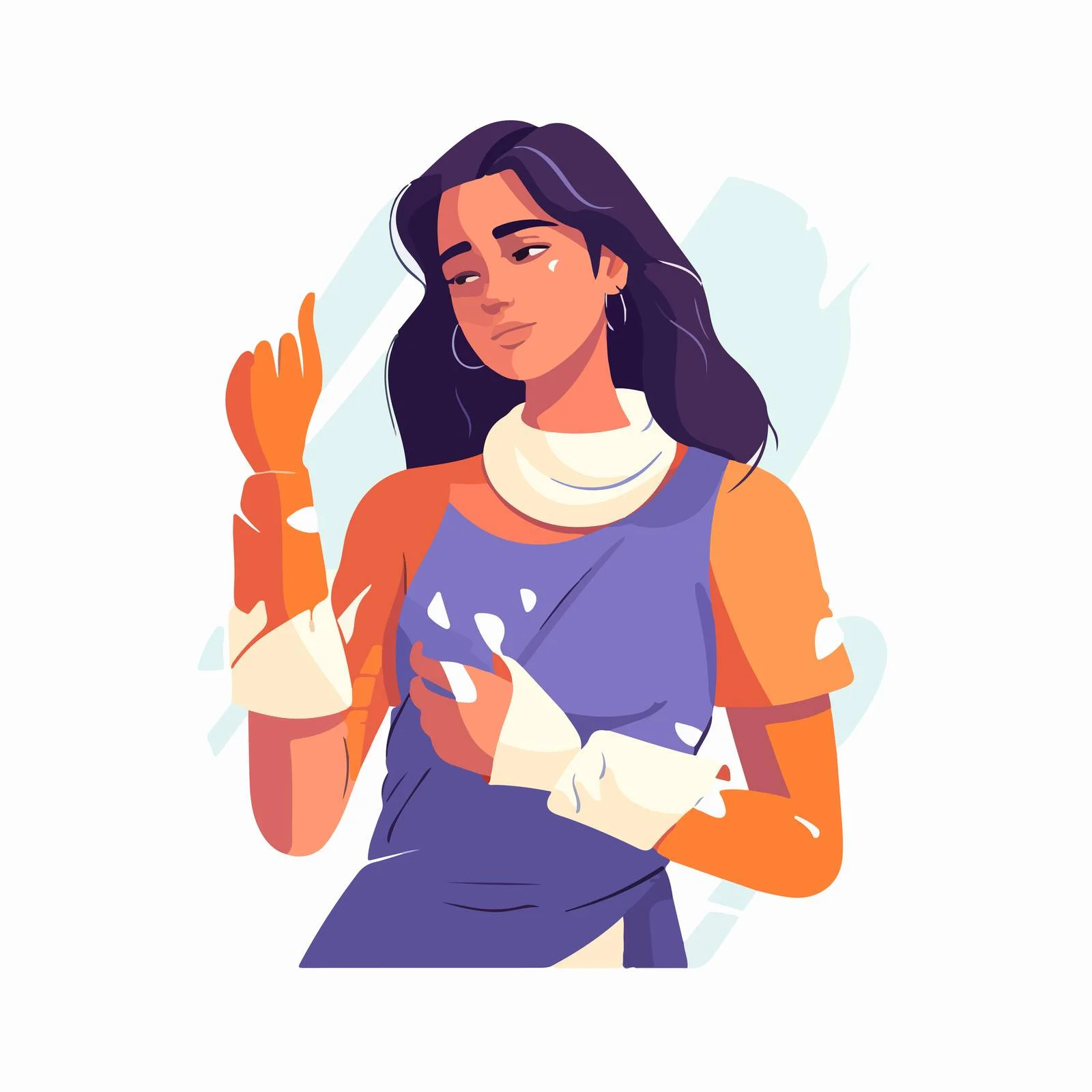 Distressed woman with fractured hand in cast — free download from Dotvec
