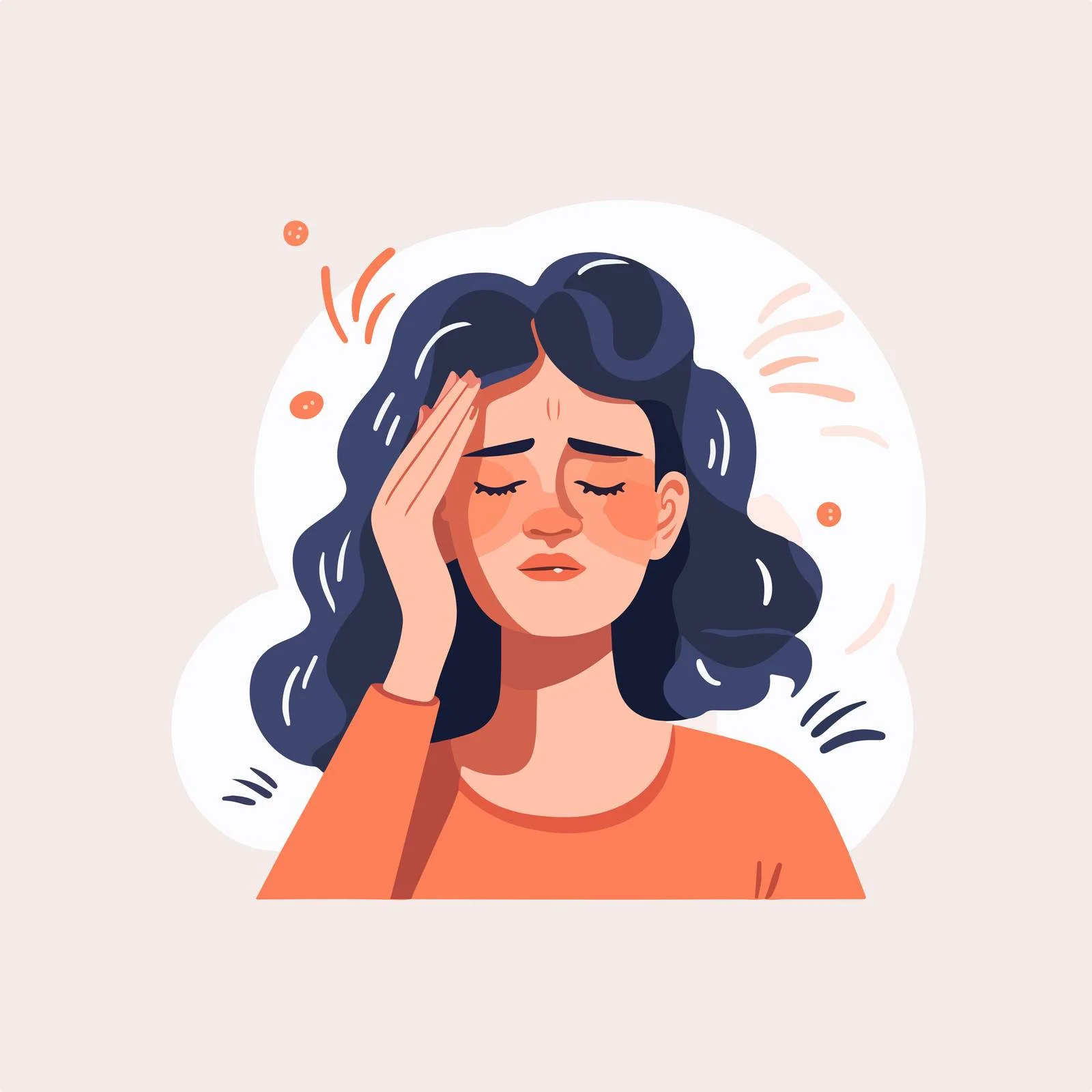 Stressed young woman experiencing headache vector illustration — free download from Dotvec