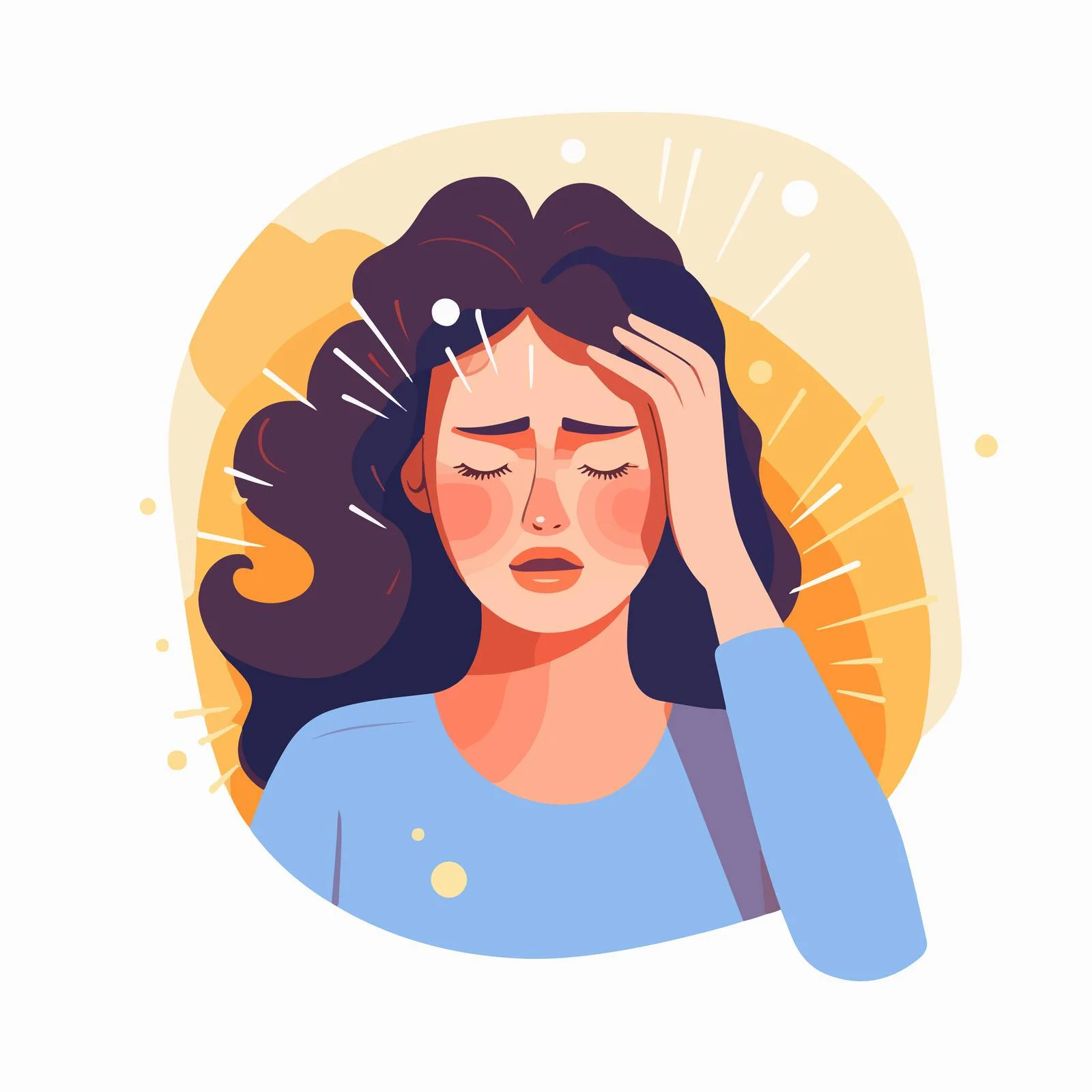 Stressed young female with severe headache — free download from Dotvec