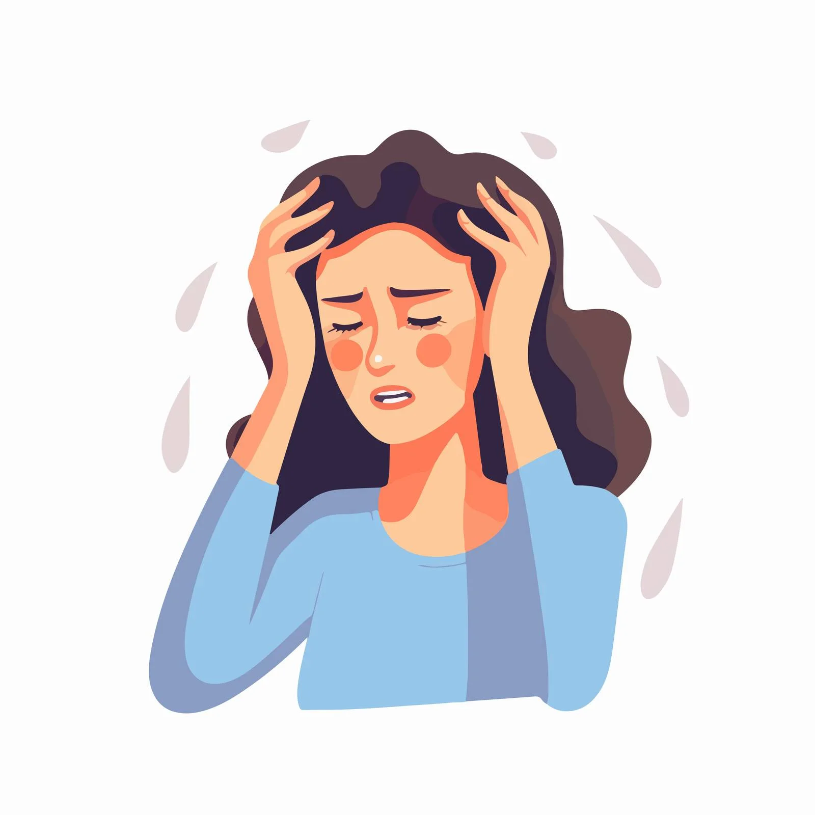 Stressed young lady enduring headache illustration — free download from Dotvec