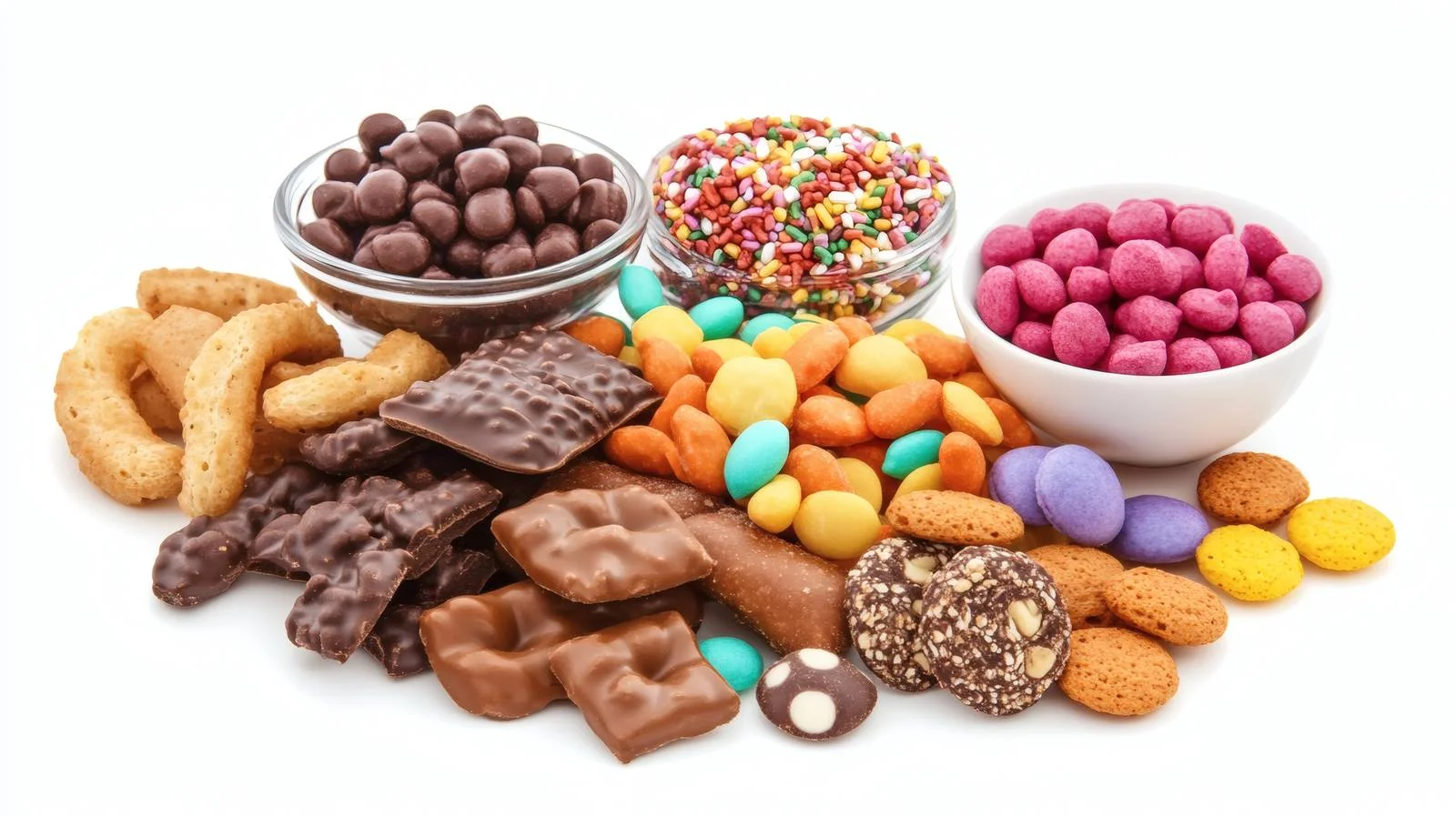 Assorted Unhealthy Snacks on White Background — free download from Dotvec