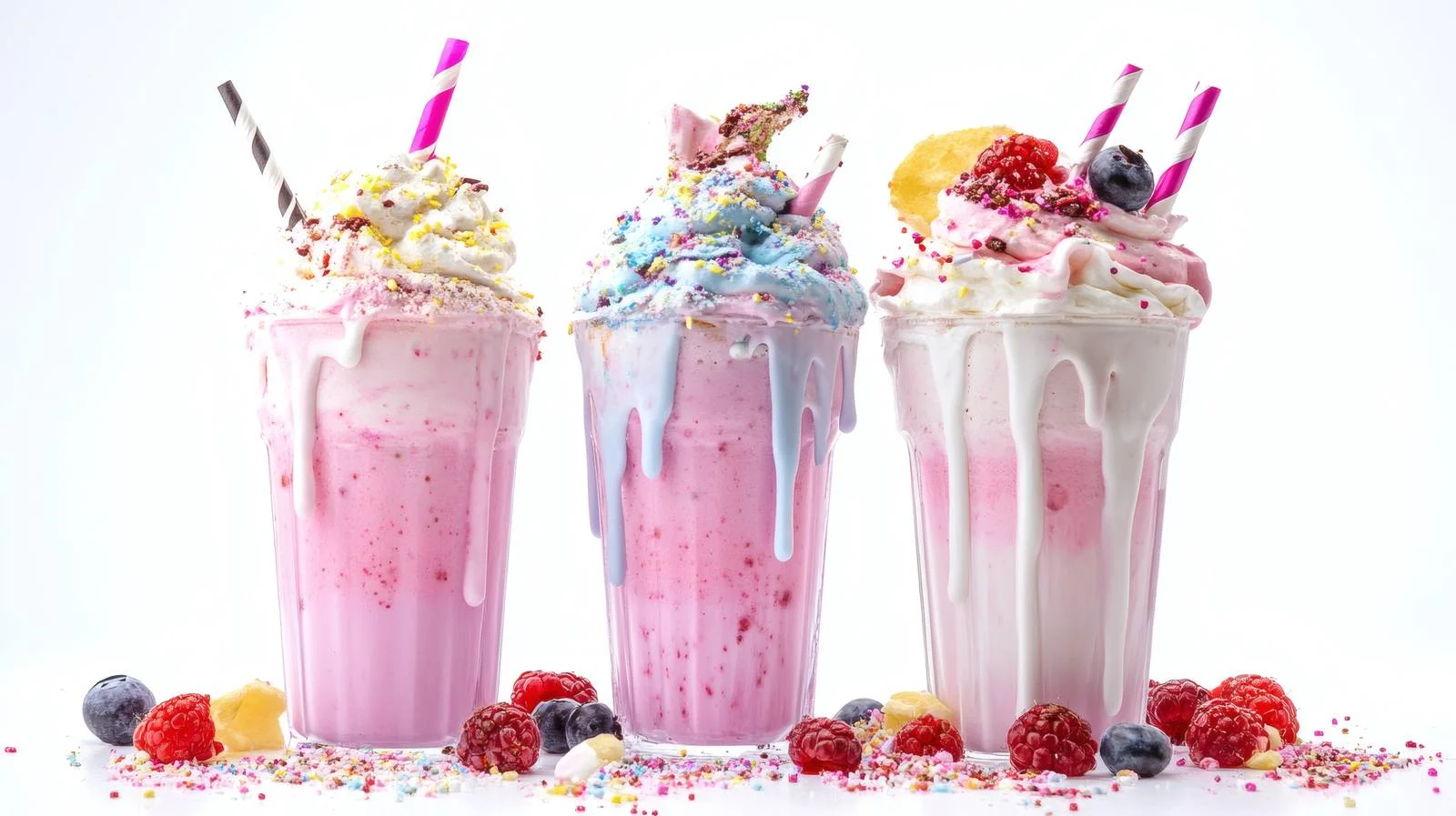 Delicious Unicorn Milkshakes on White Background — free download from Dotvec