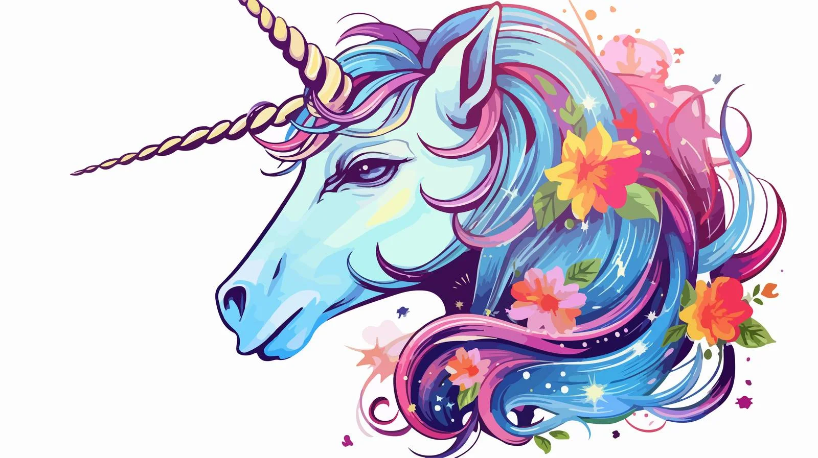 Fairy Tale Unicorn Face Sketch Vector — free download from Dotvec