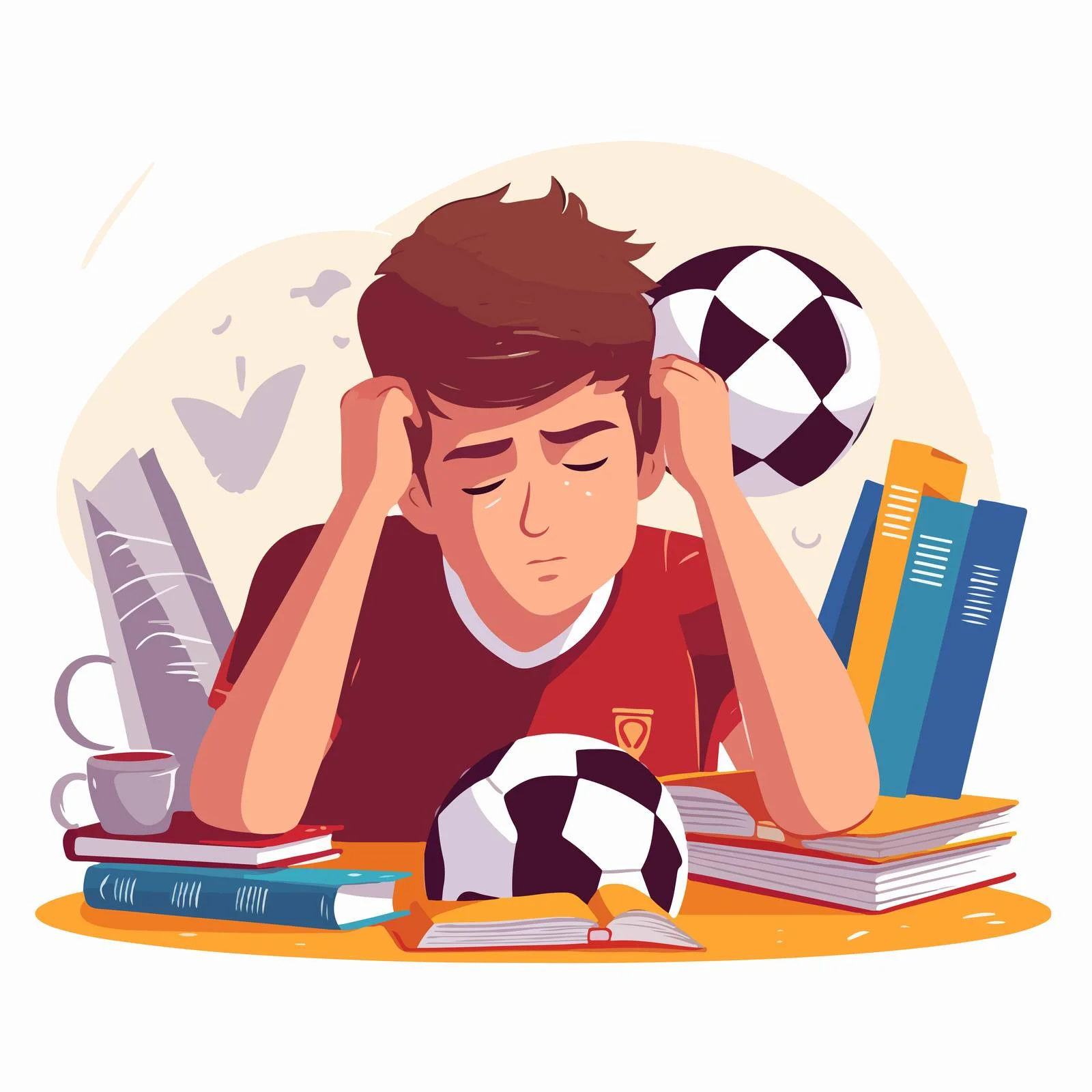 Student daydreaming about football during study — free download from Dotvec