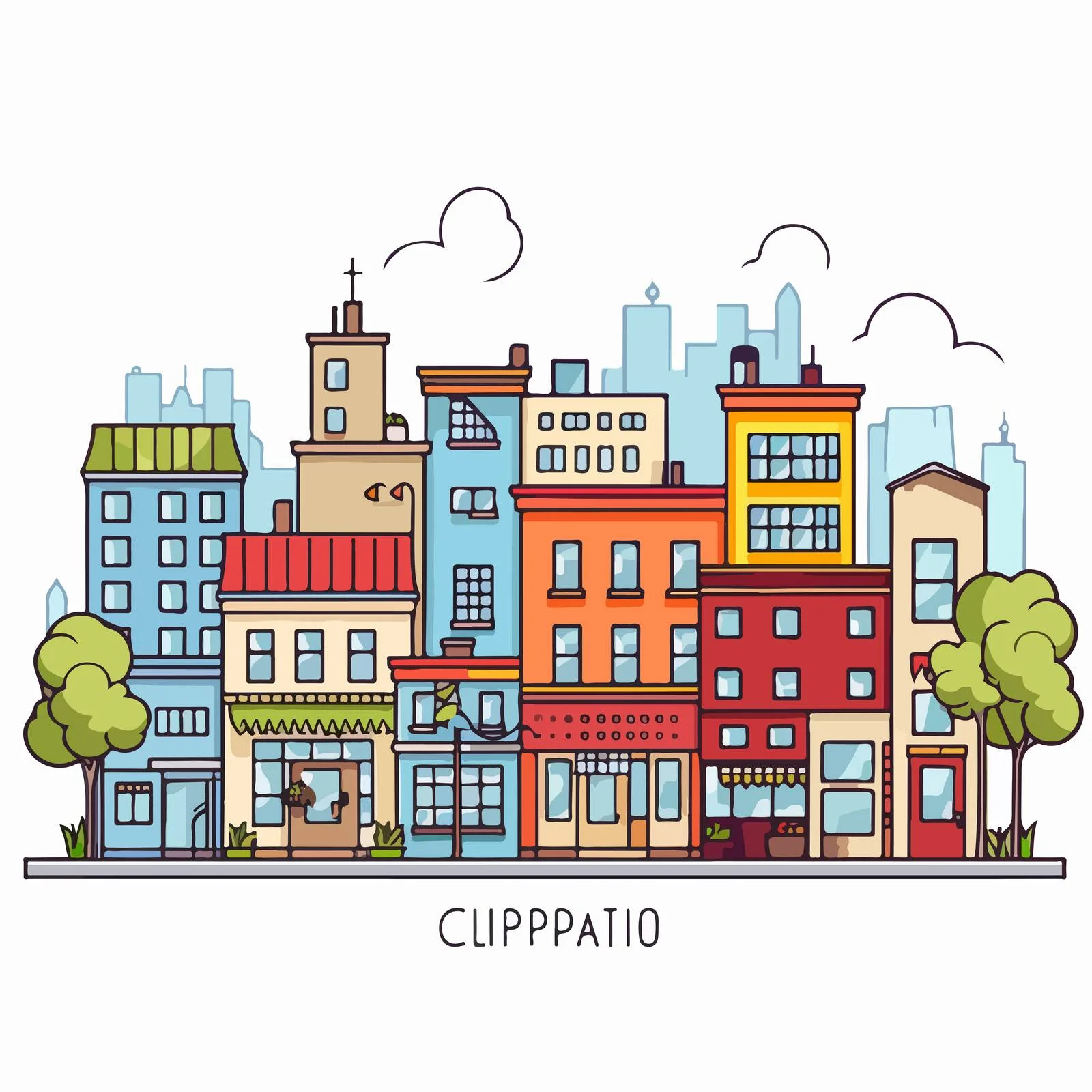 Modern Cityscape with Stylish Building Facades — free download from Dotvec