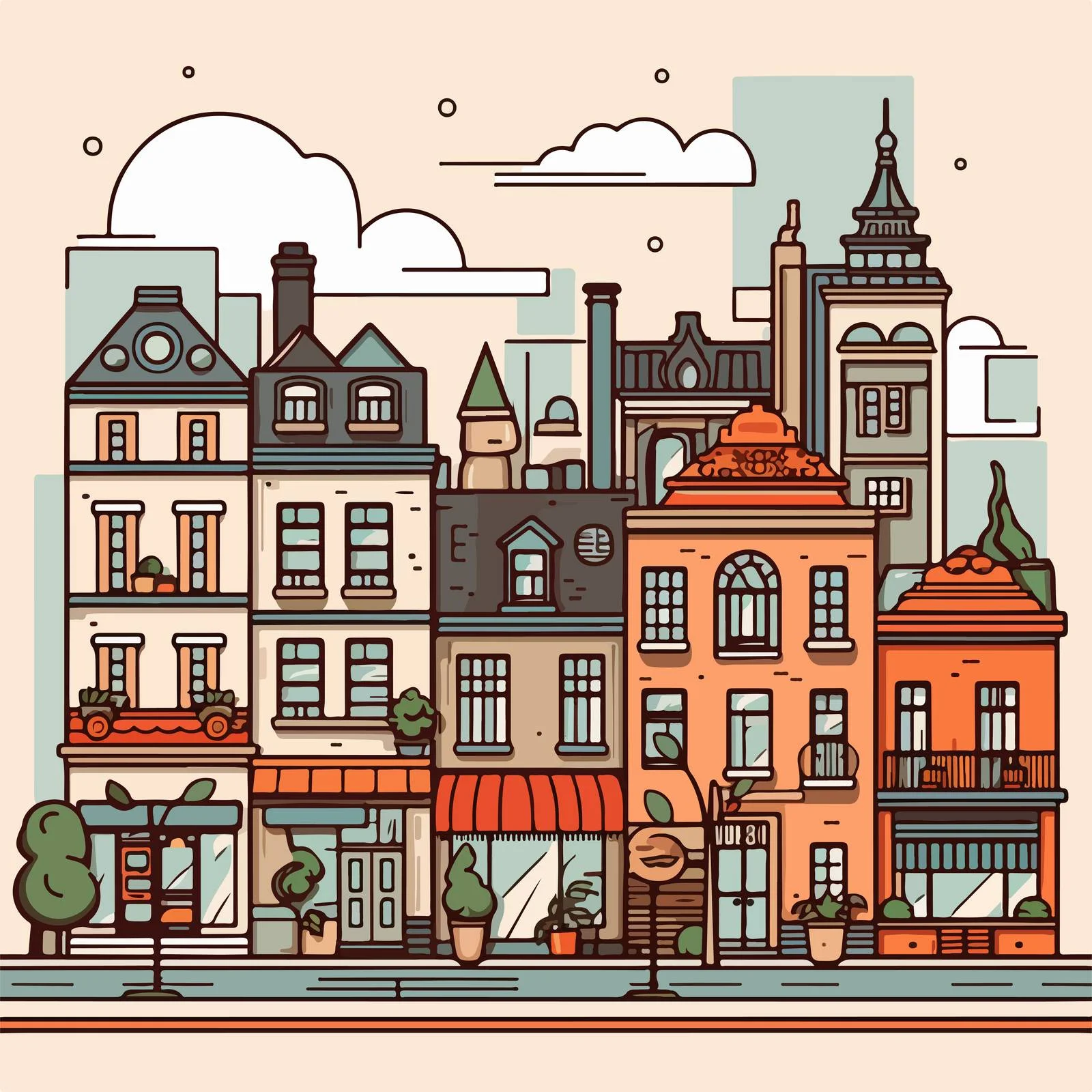 Modern Urban Cityscape with Stylish Buildings — free download from Dotvec