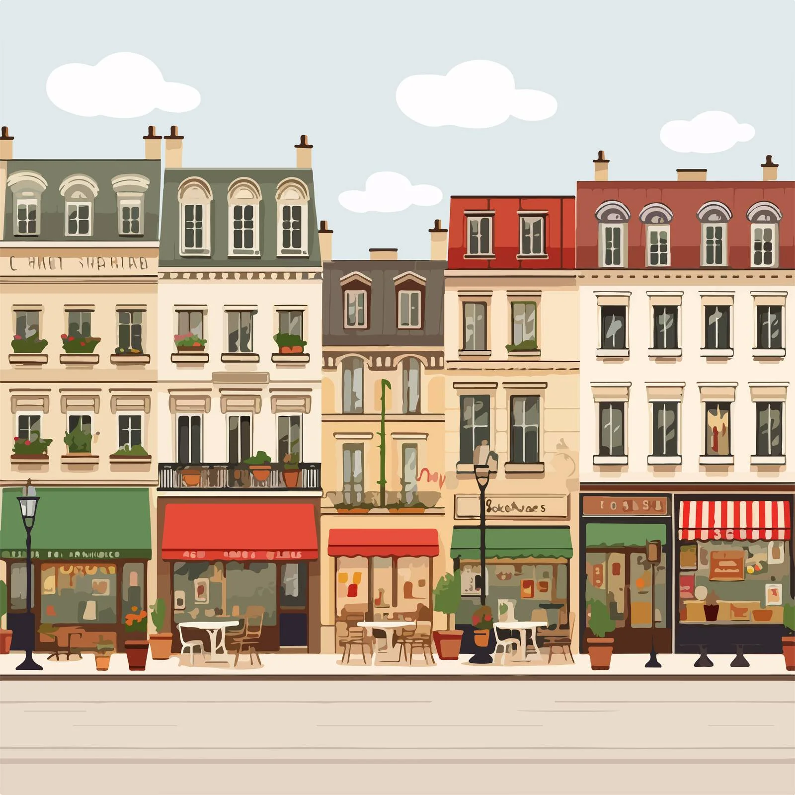 European city street scene with unique architecture — free download from Dotvec