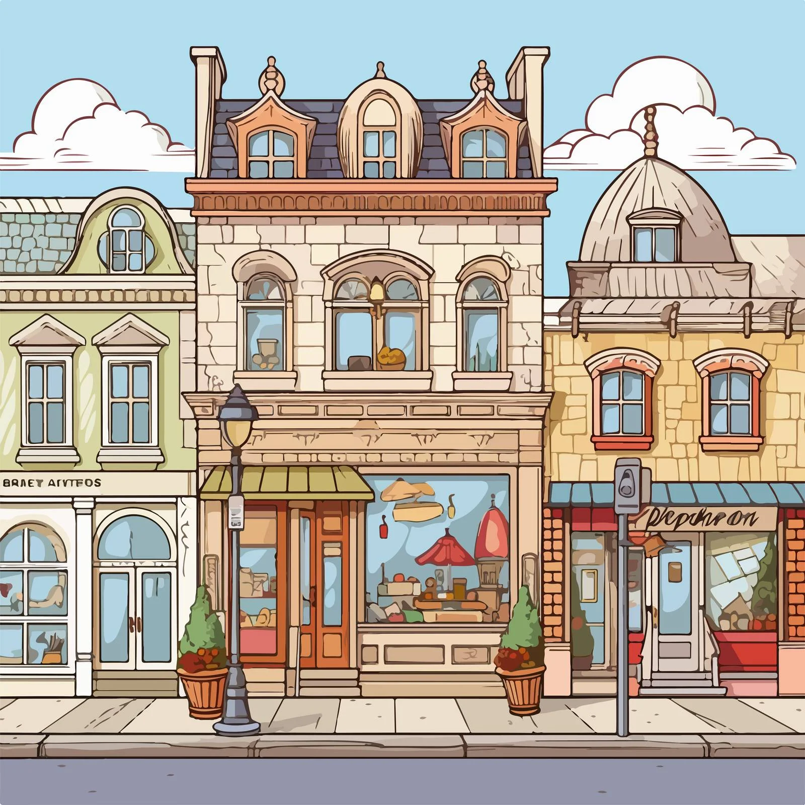 European Urban Scene Featuring Exquisite Facades — free download from Dotvec