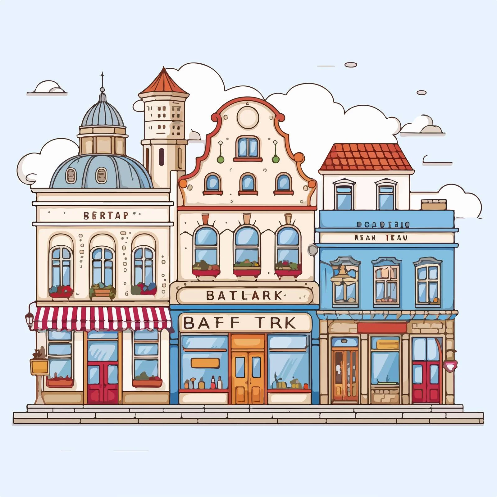 European Urban Facades in Exquisite Setting — free download from Dotvec