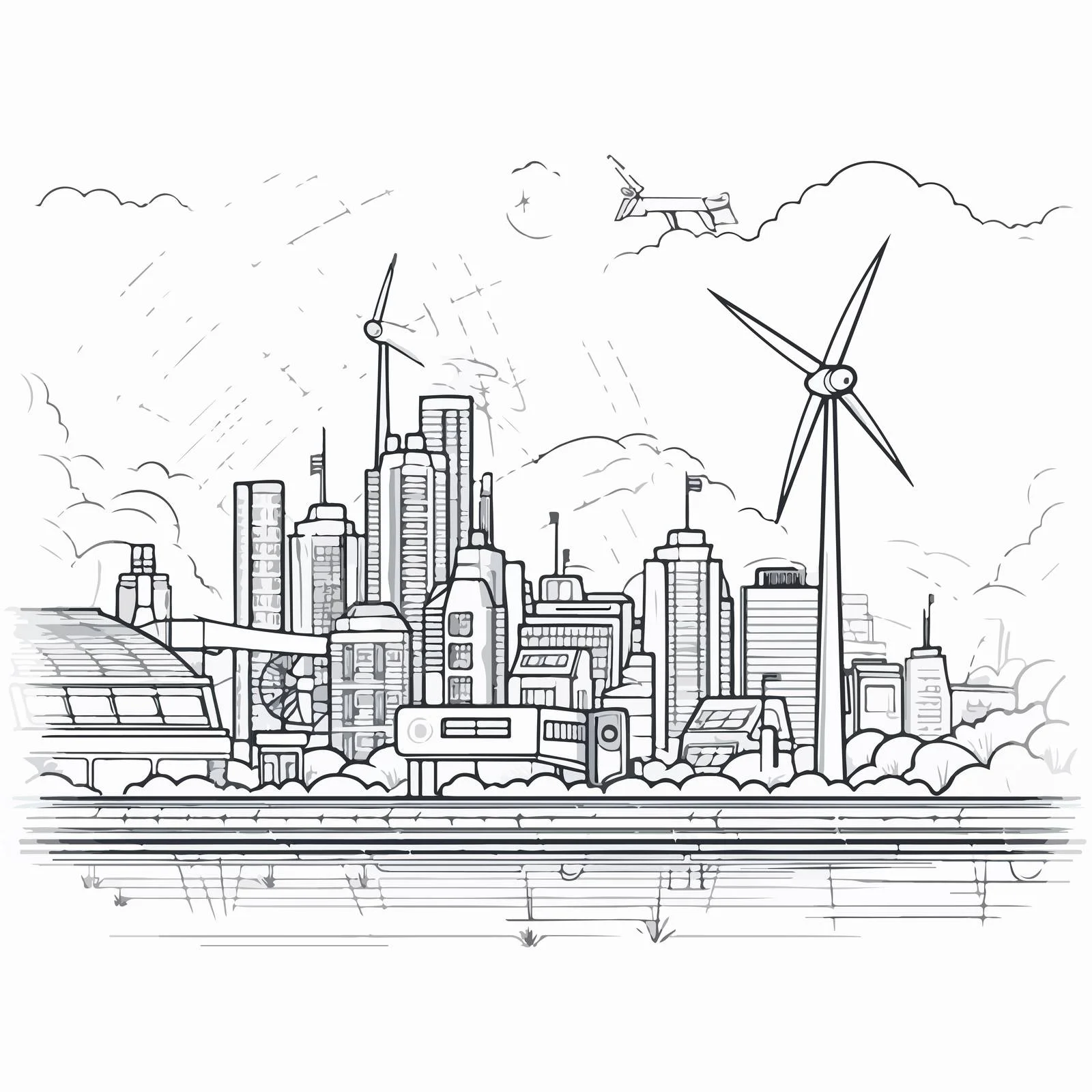 Sustainable Urban Scene with Eco-Friendly Tech — free download from Dotvec