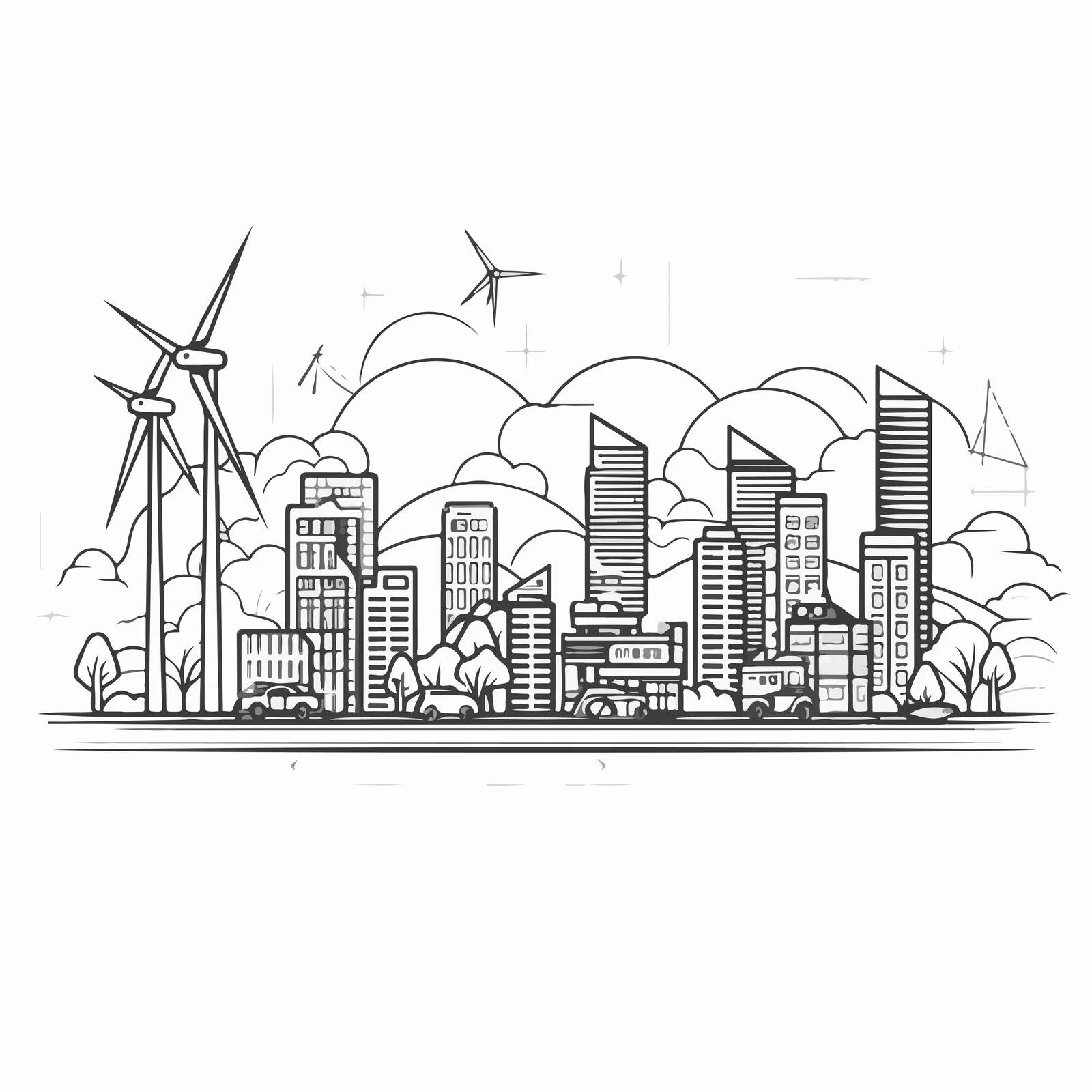 Sustainable Urban Scene Featuring Eco Innovations — free download from Dotvec