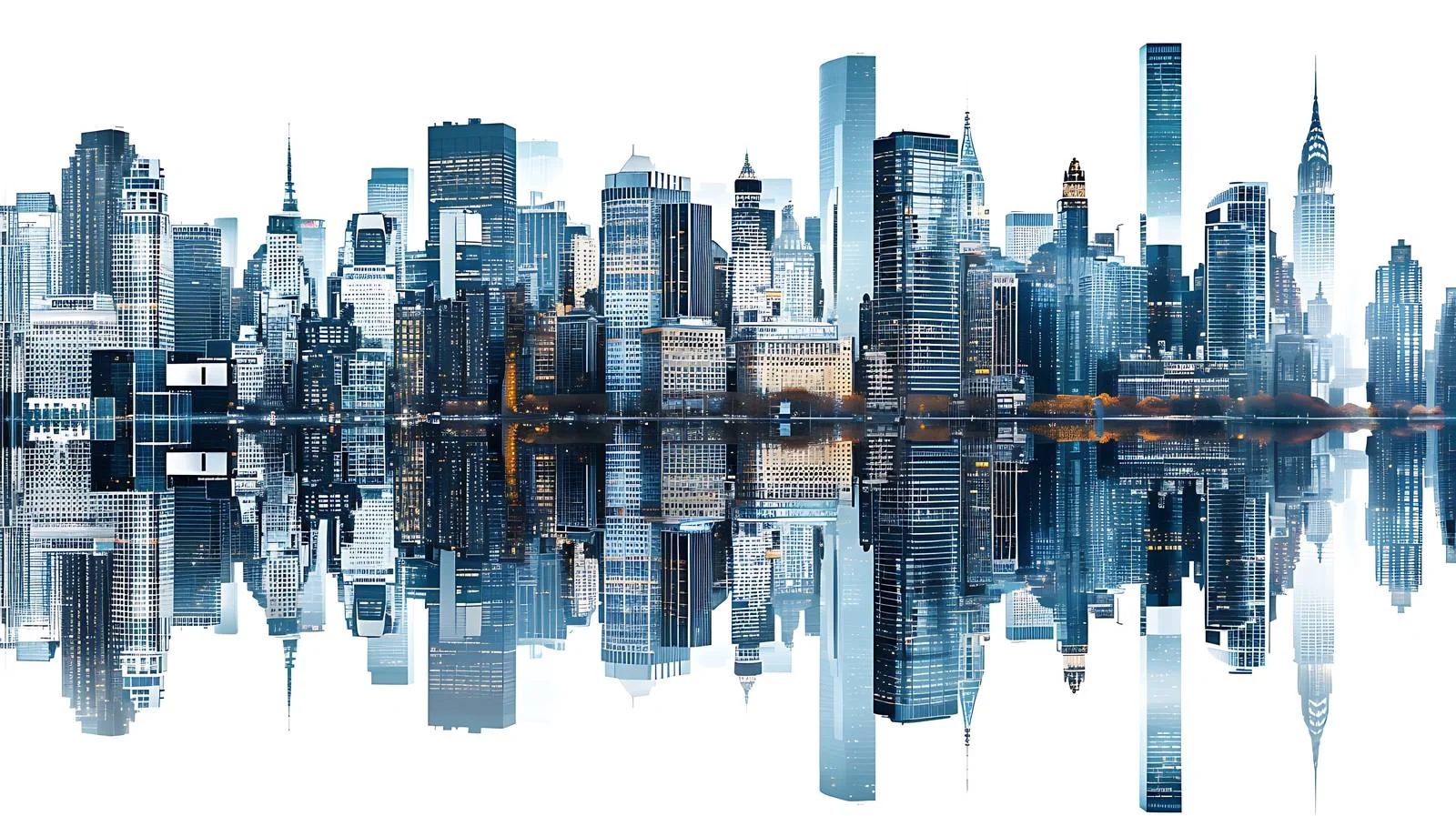 Modern City Reflection on White Background — free download from Dotvec