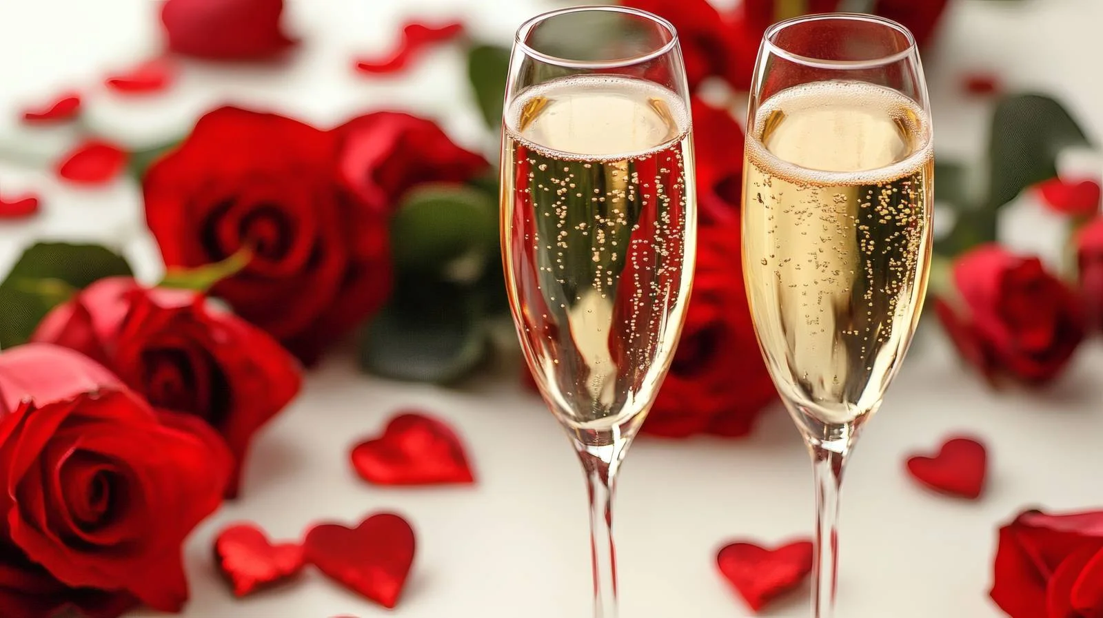 Romantic Champagne and Roses on White — free download from Dotvec