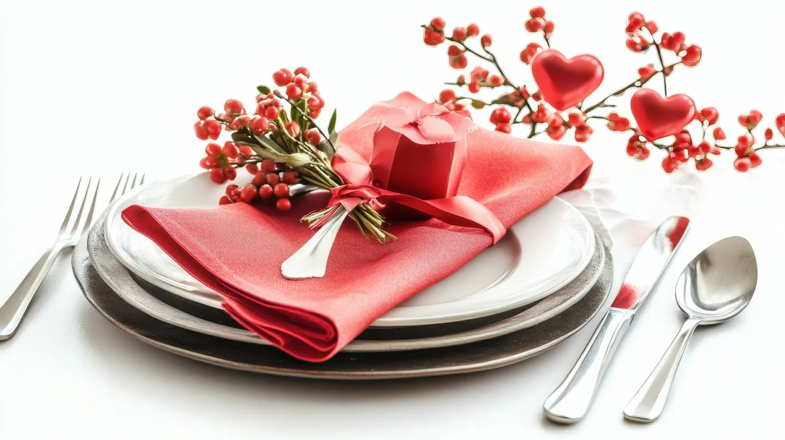 Elegant Valentine's Day Dinner Setting on White — free download from Dotvec