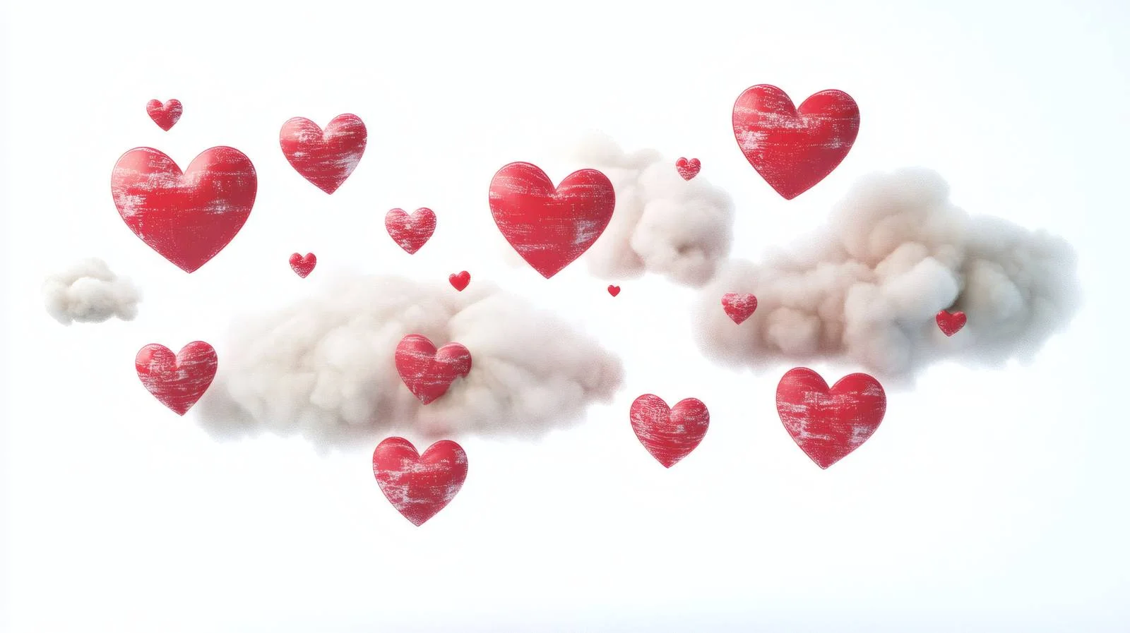 Romantic Hearts and Clouds on White Background — free download from Dotvec