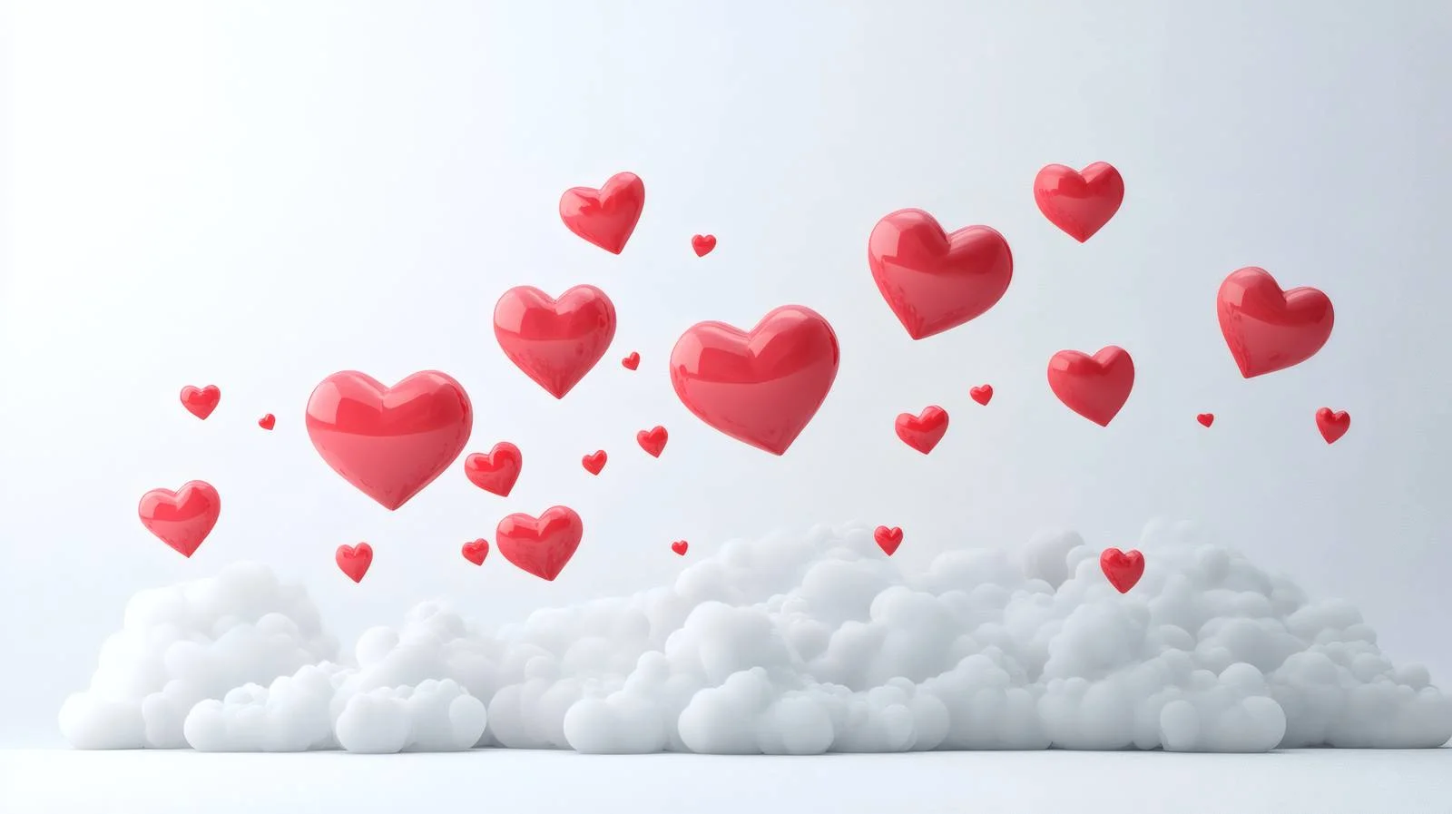 Romantic Hearts and Clouds on White — free download from Dotvec