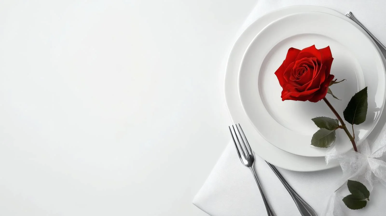 Elegant Valentine's Day Table Setup with Red Rose — free download from Dotvec