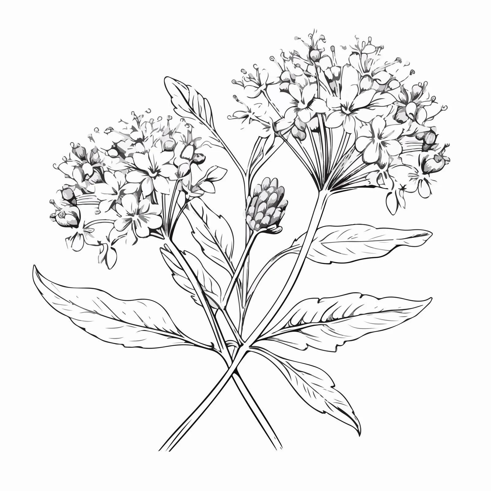 Vintage Outlined Sketch of Valeriana Officinalis — free download from Dotvec