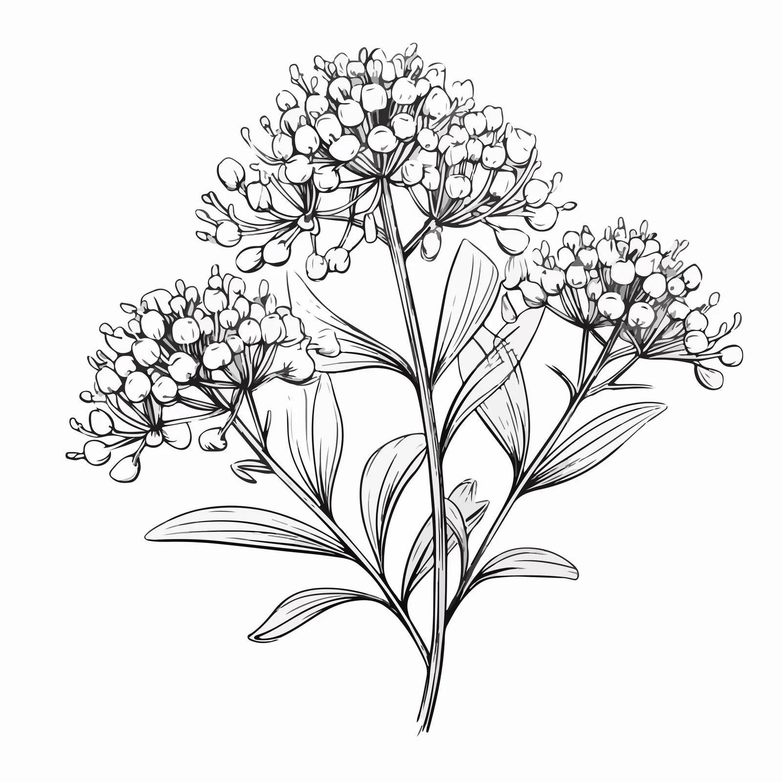 Vintage Outlined Sketch of Valeriana officinalis — free download from Dotvec