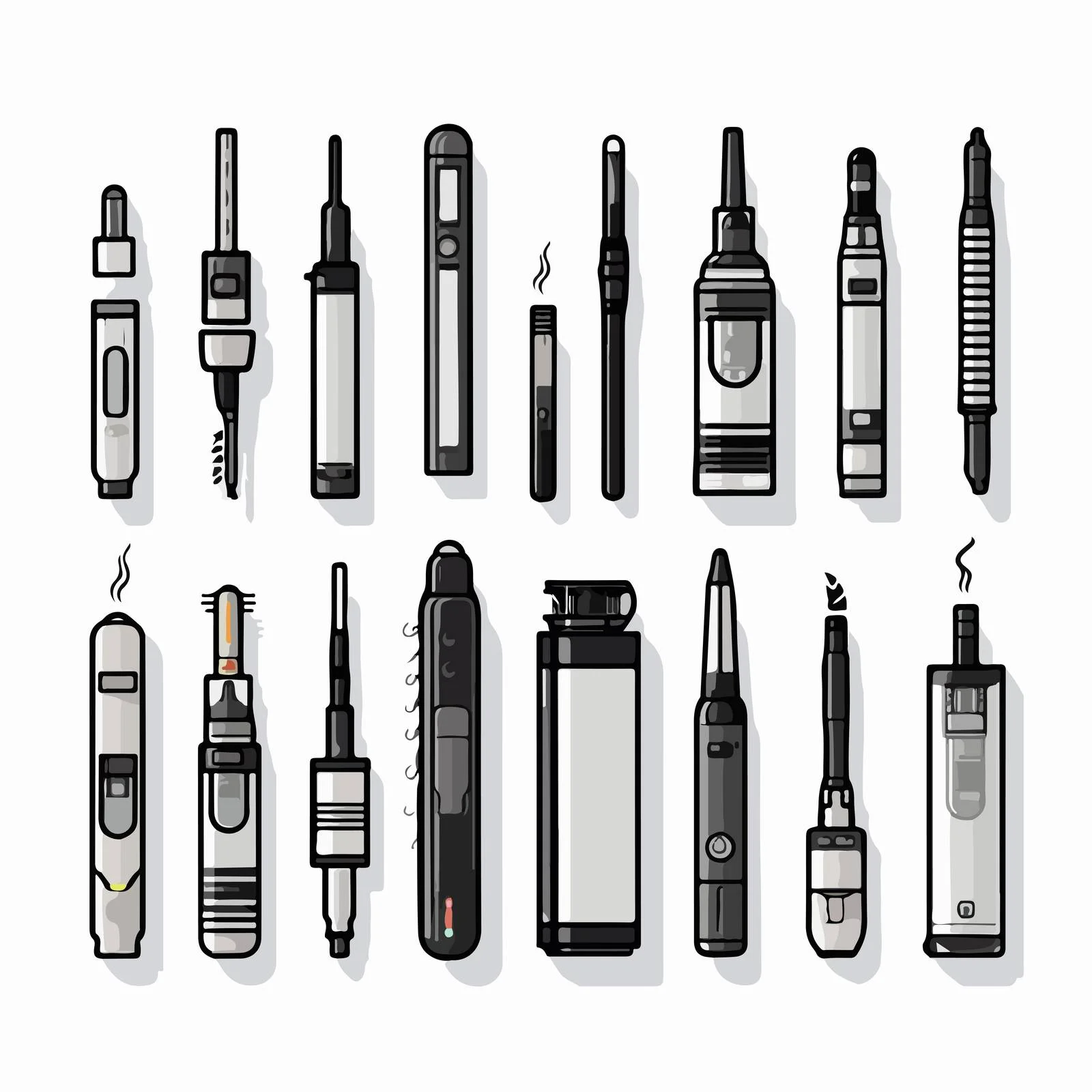 E-cigarette Devices Contour Illustrations — free download from Dotvec