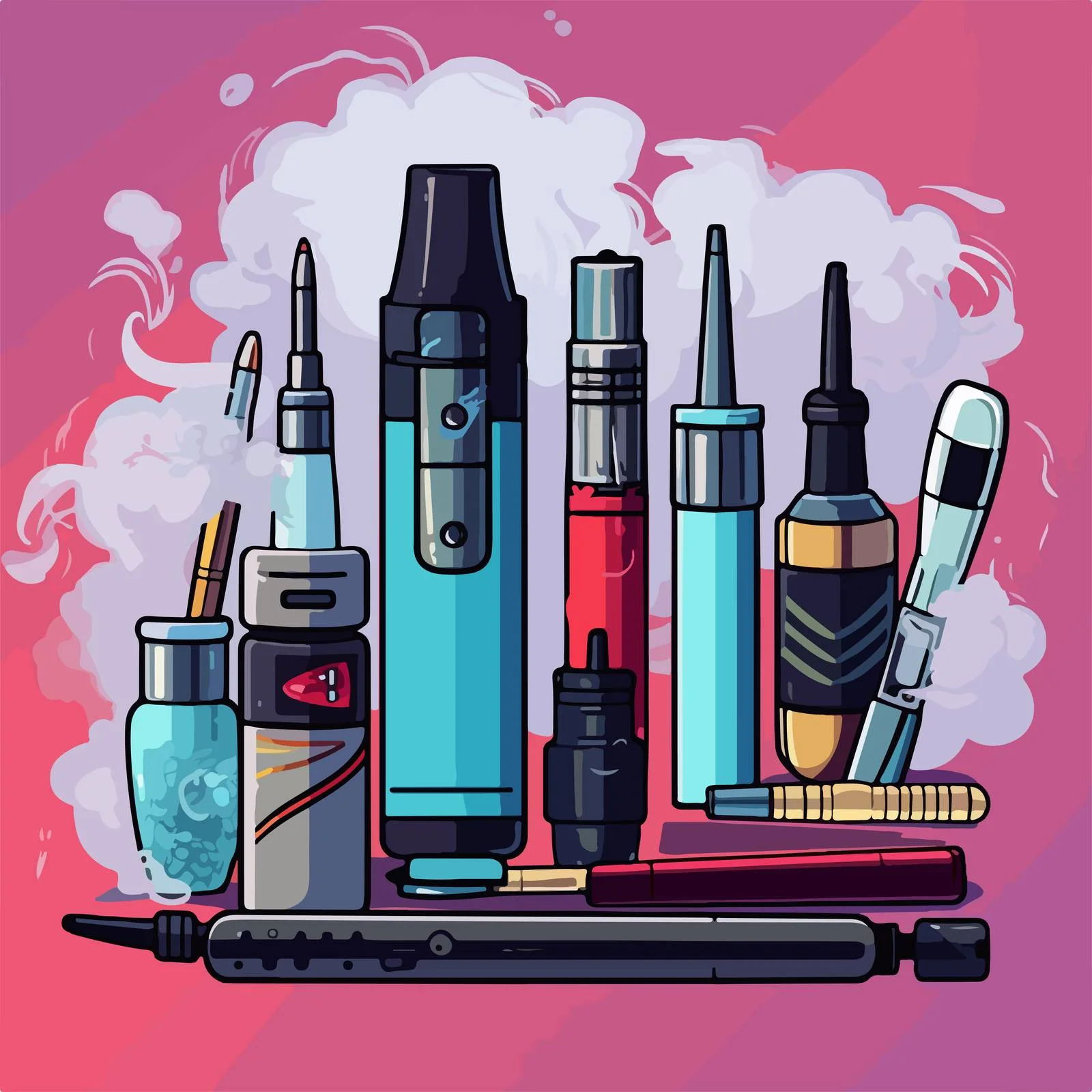 Modern Vape Smoking Devices Collection Illustration — free download from Dotvec