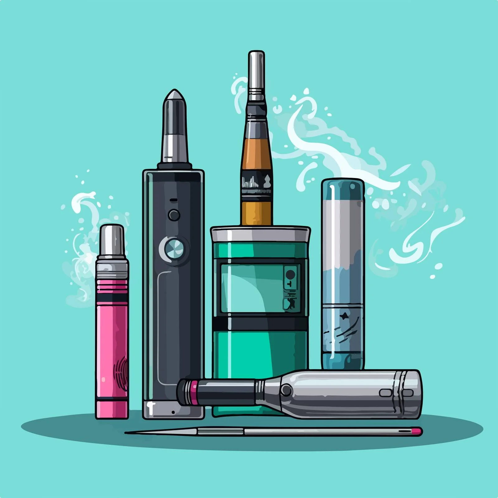 Modern e-cigarette device collection illustration – free vape image from Dotvec