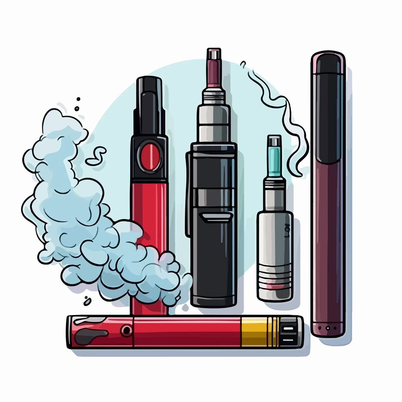 Modern E-cigarette Vaping Equipment Collection Illustration — free download from Dotvec