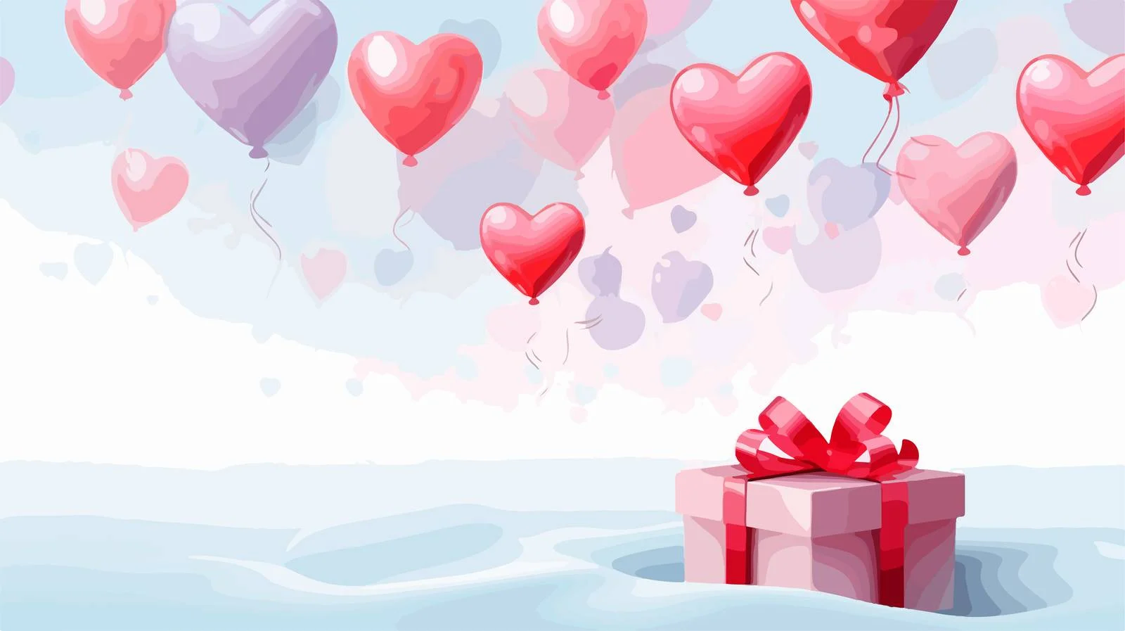Colorful Balloons Floating with Gift Box — free download from Dotvec
