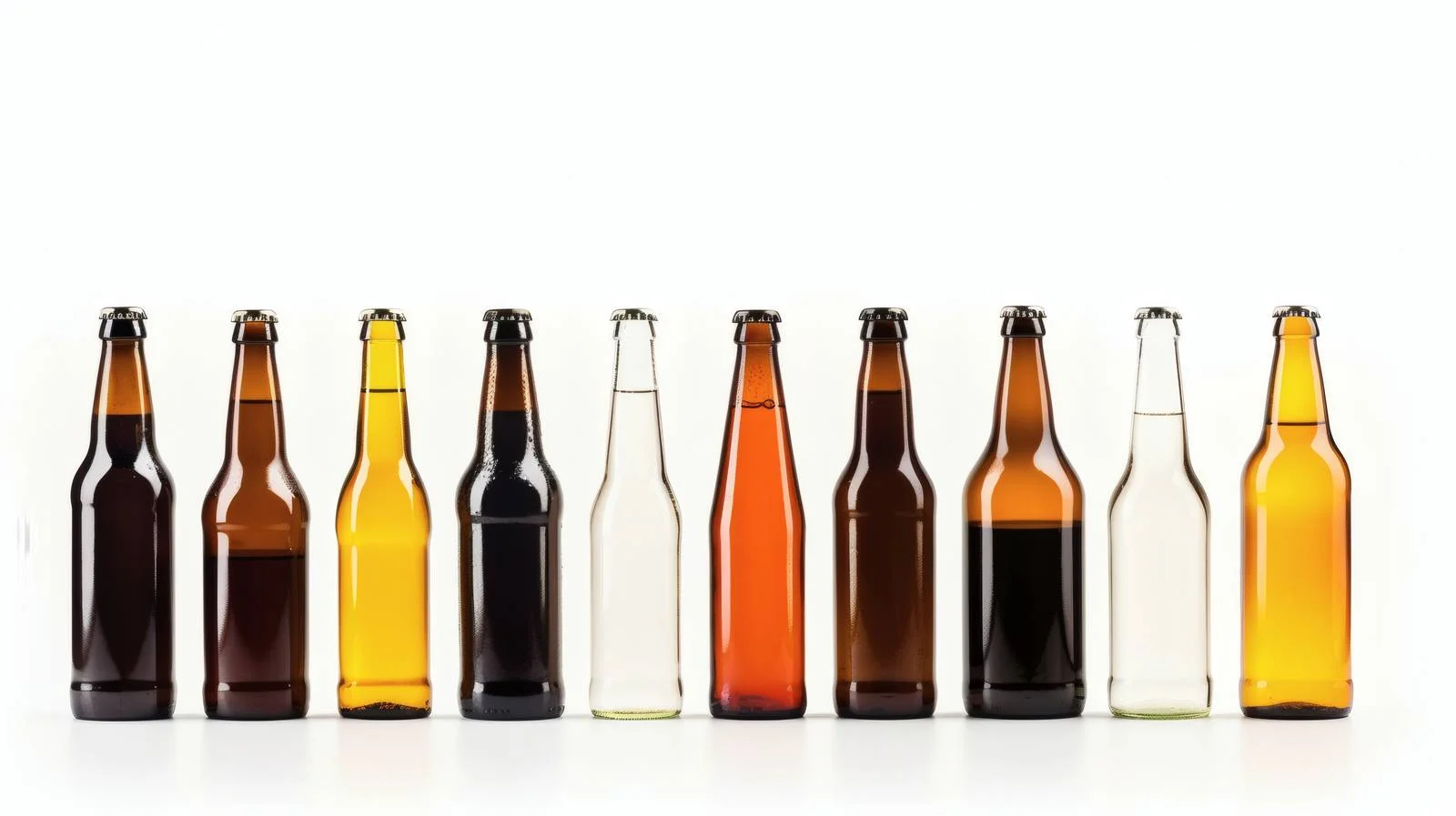 Assorted Beer Bottles on White Background — free download from Dotvec