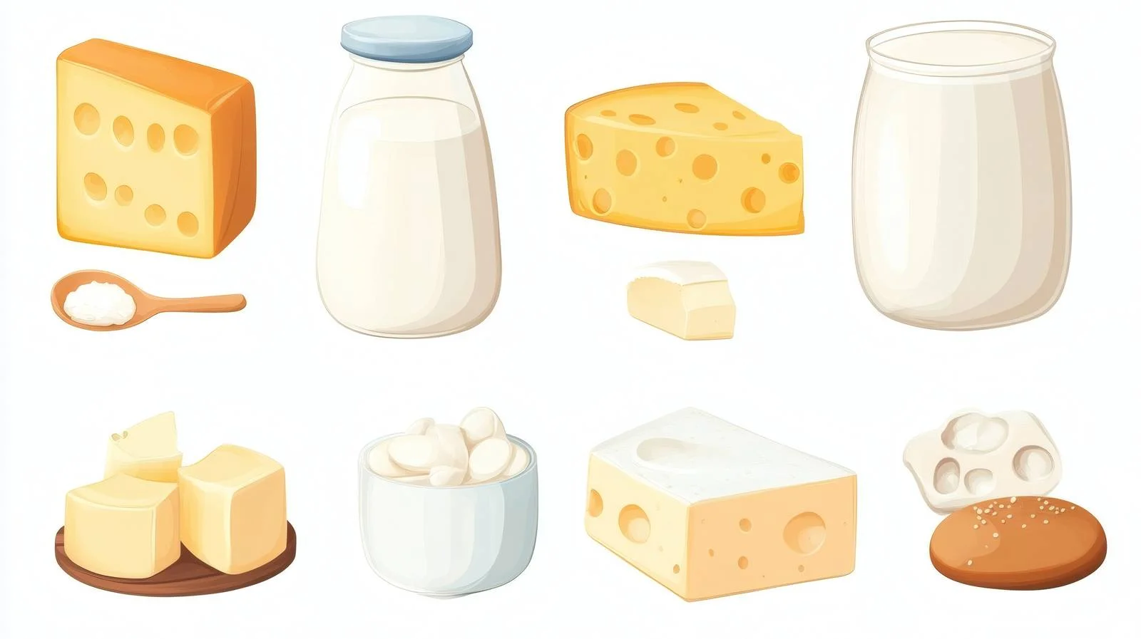 Assorted Dairy Products on White Background — free download from Dotvec