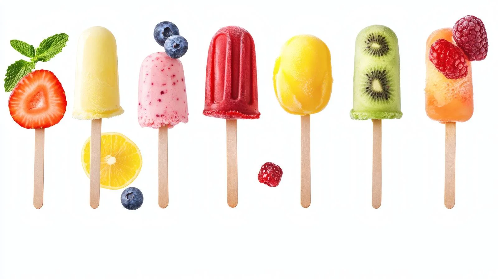 Assorted Fruit and Berry Ice Creams on White — free download from Dotvec