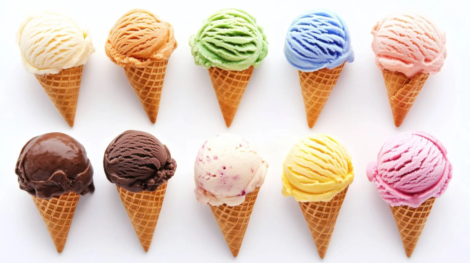 Assorted ice cream cones on white background — free download from Dotvec