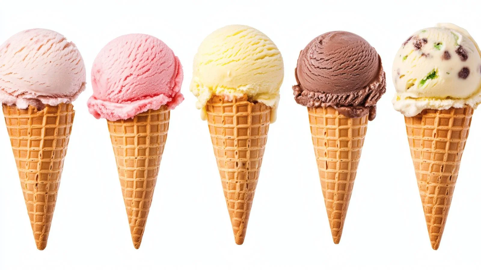 Assorted ice cream cones on white background — free download from Dotvec