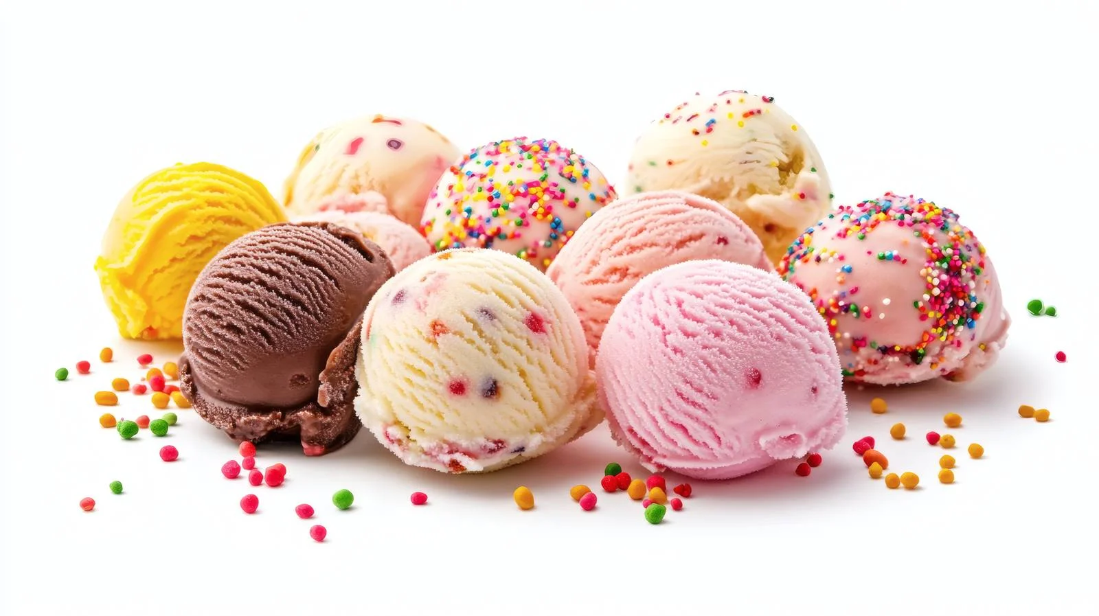 Assorted ice cream scoops with sprinkles — free download from Dotvec