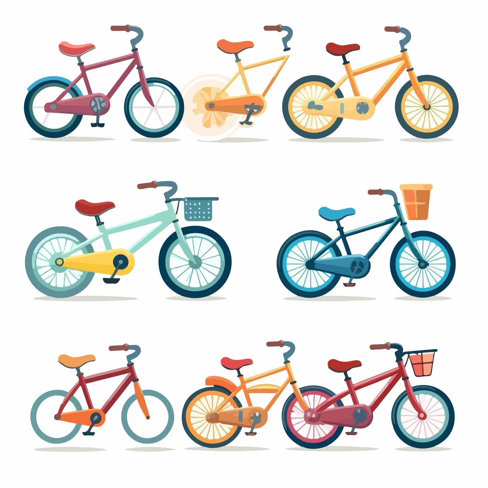 Vibrant Kids' Bike Assortment with Colorful Designs — free download from Dotvec
