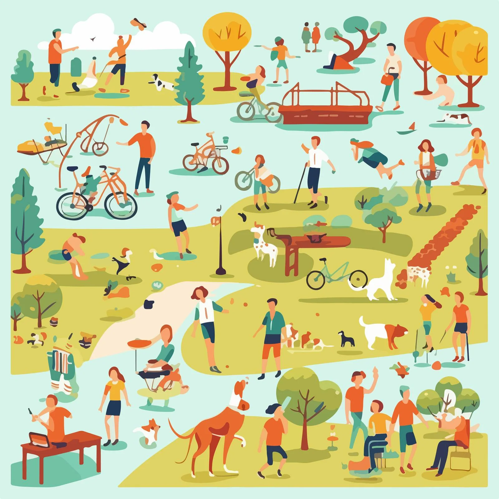 Diverse Individuals Enjoying Outdoor Activities in Park — free download from Dotvec