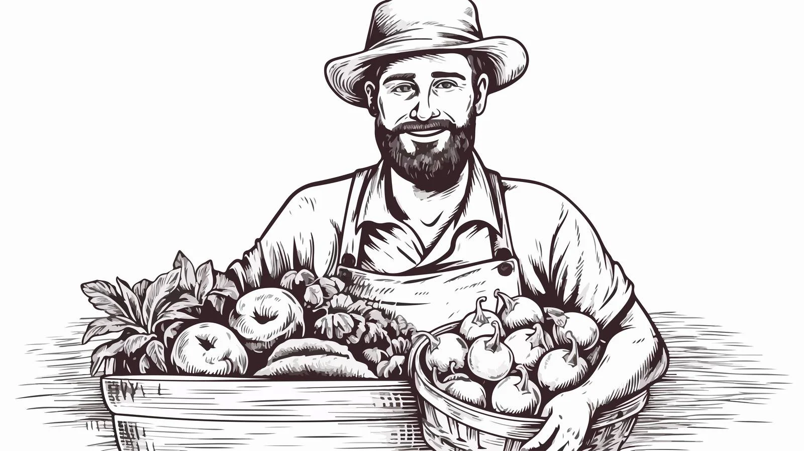 Vintage Farmer Holding Basket — free download from Dotvec