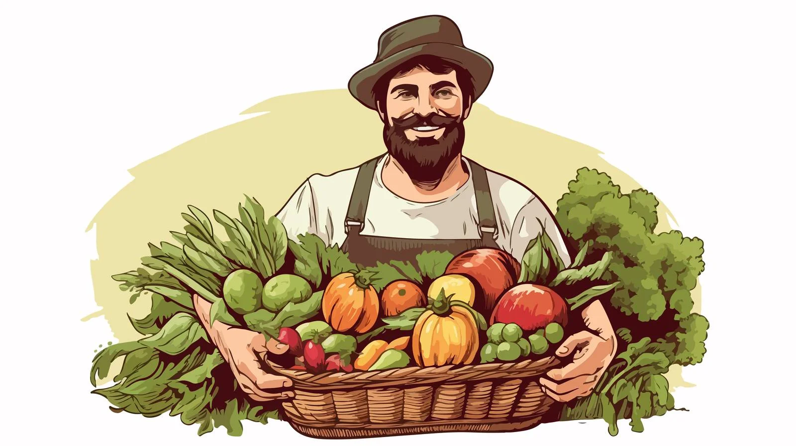 Vintage Farmer Basket Illustration — free download from Dotvec