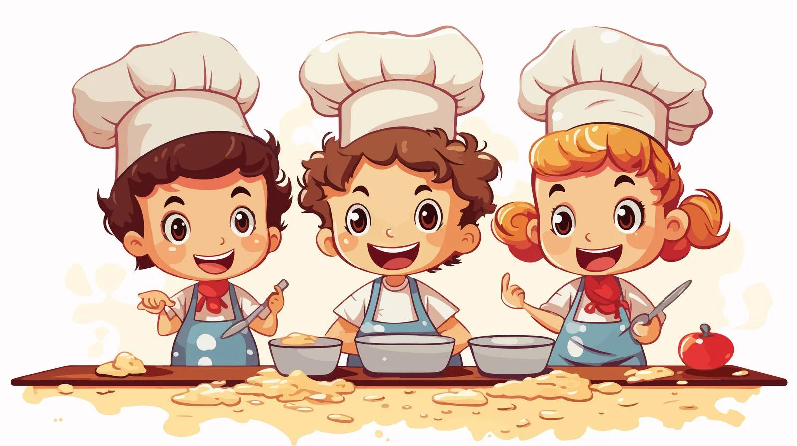 Chef Kids Cooking Cartoon Vector Illustration — free download from Dotvec