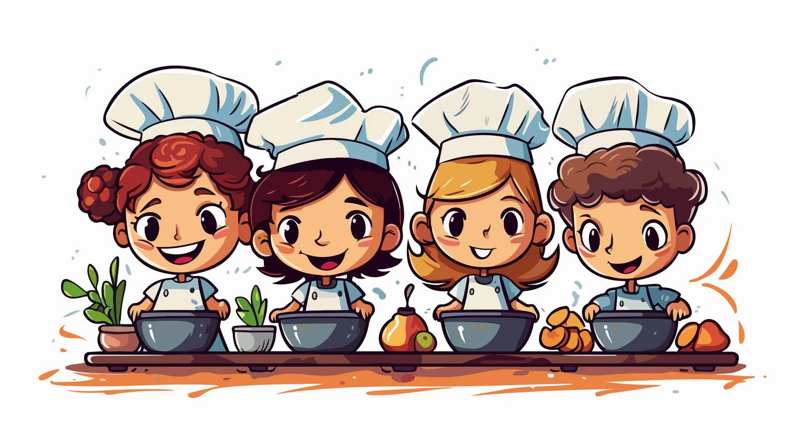 Chef Kids Cooking Cartoon Vector Illustration — free download from Dotvec
