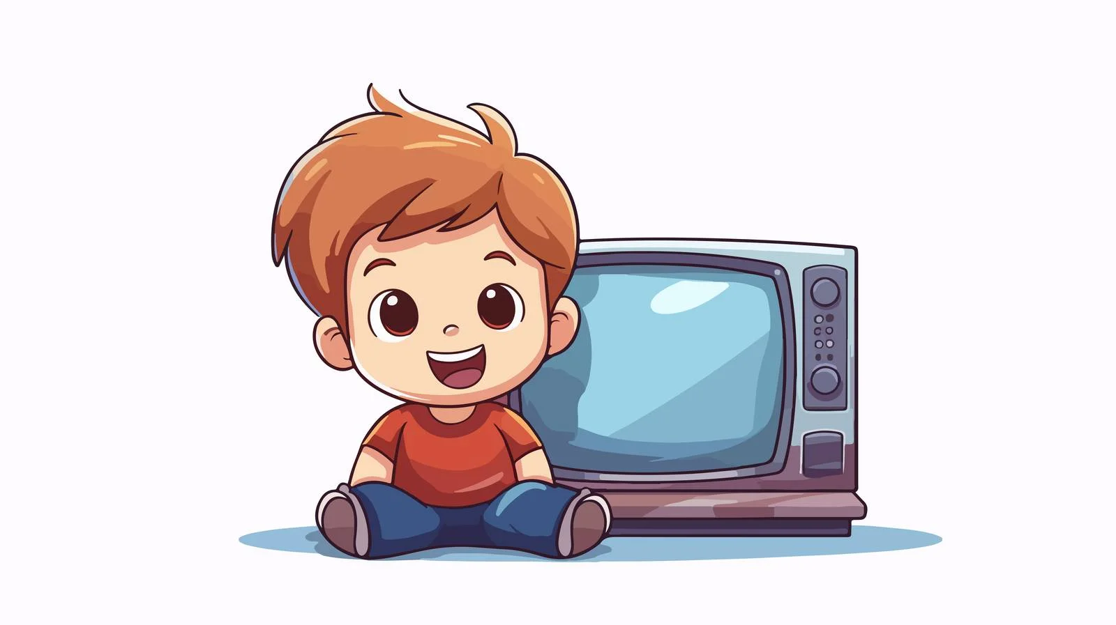 Child Watching TV Vector Cartoon Illustration — free download from Dotvec