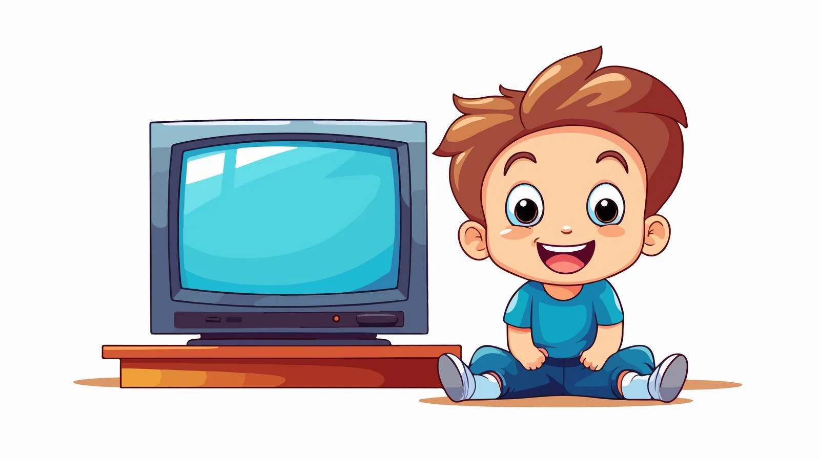 Kid Watching TV Vector Illustration — free download from Dotvec