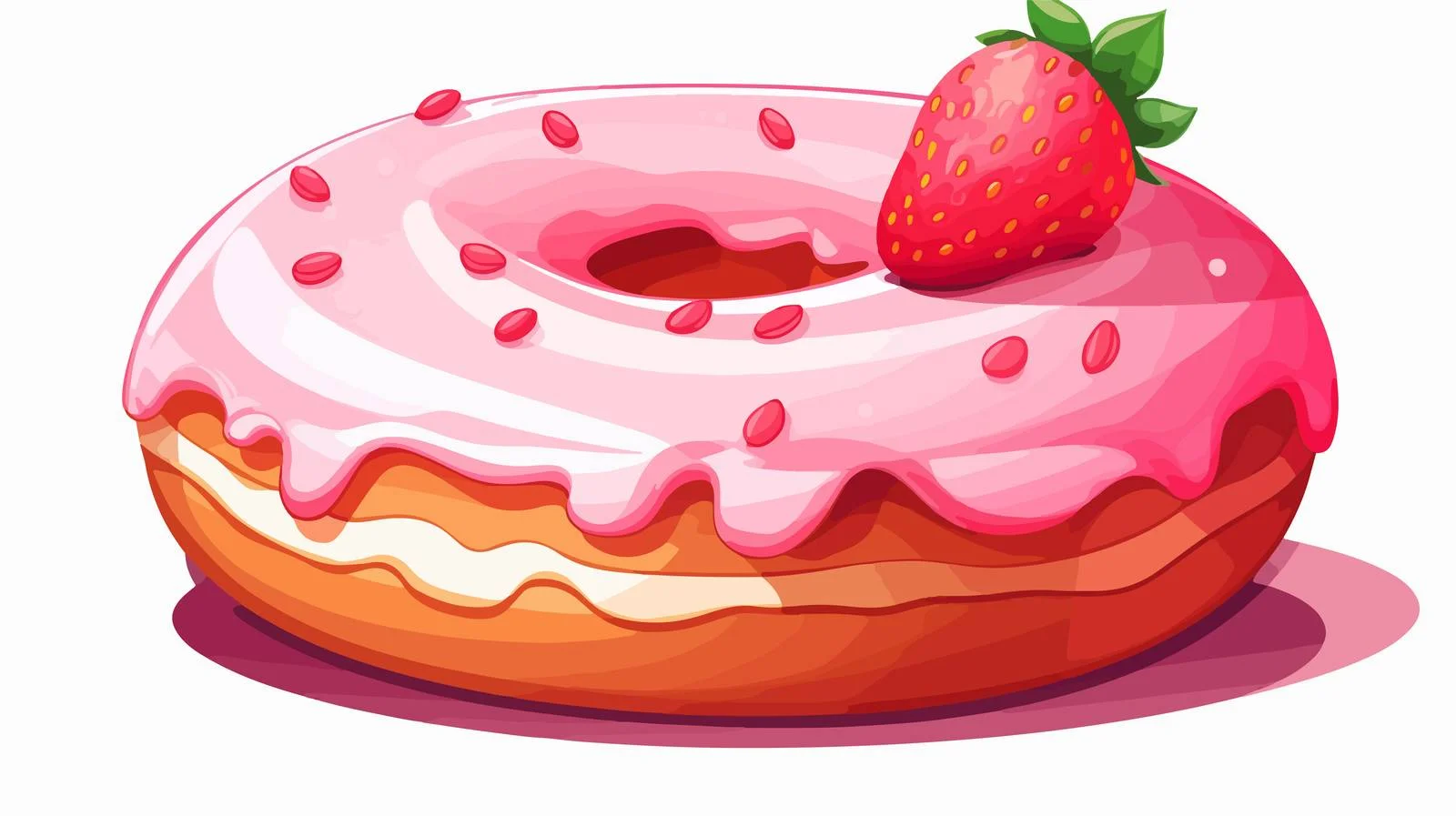 Pink Donut with Strawberry Flavor and Bite — free download from Dotvec