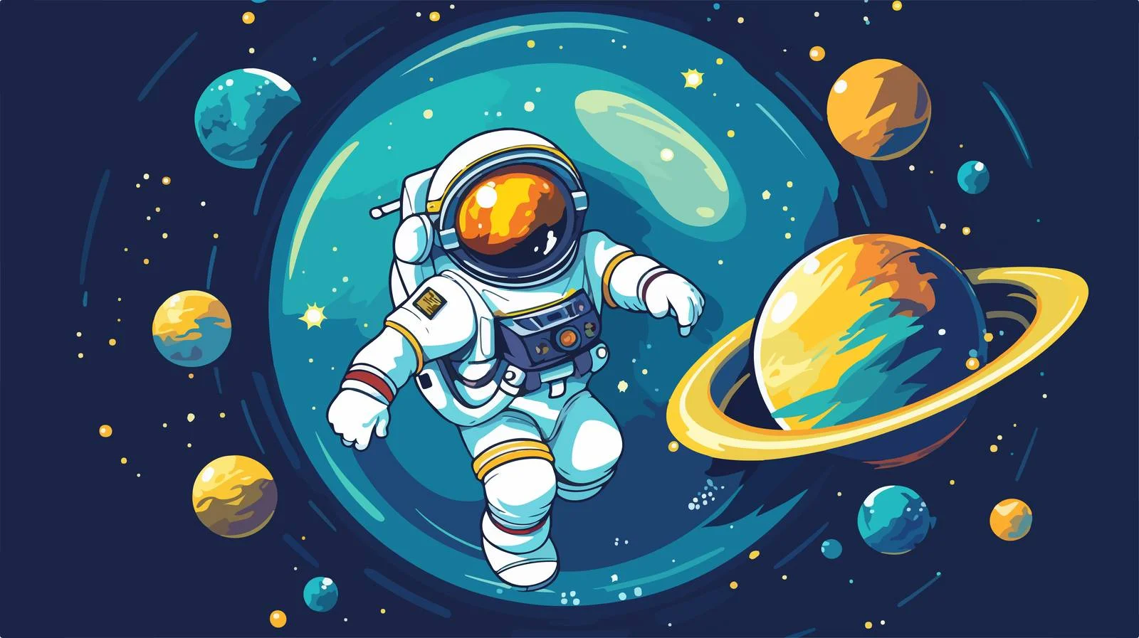 Astronaut with Spaceship in Spark — free download from Dotvec