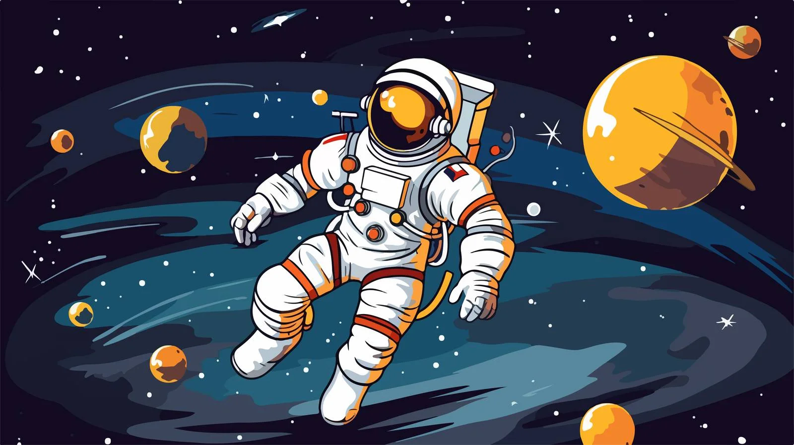 Space Adventure Cartoon Astronaut with Spaceship — free download from Dotvec