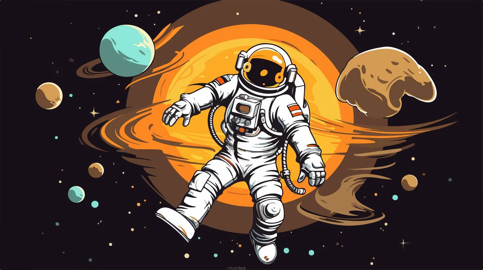 Astronaut with Spaceship on Spark — free download from Dotvec