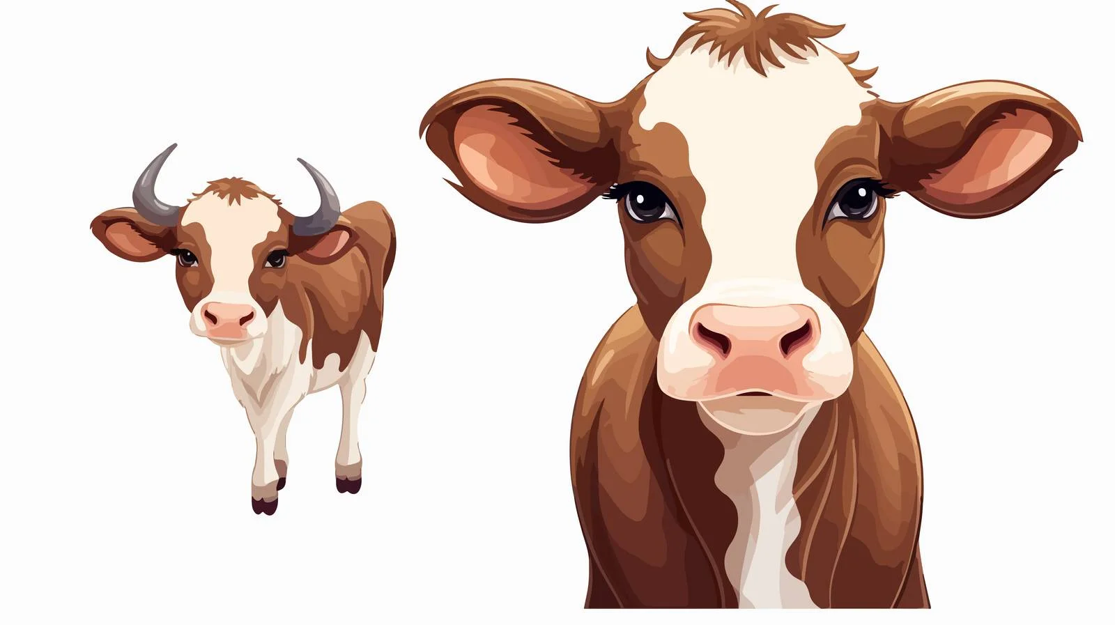 Cartoon Cow Face with Bull and Female — free download from Dotvec
