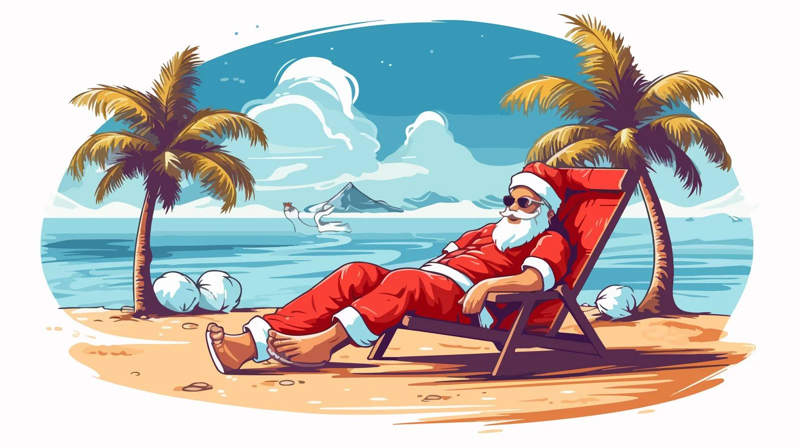 Santa Claus Sunbathing Vector Illustration — free download from Dotvec