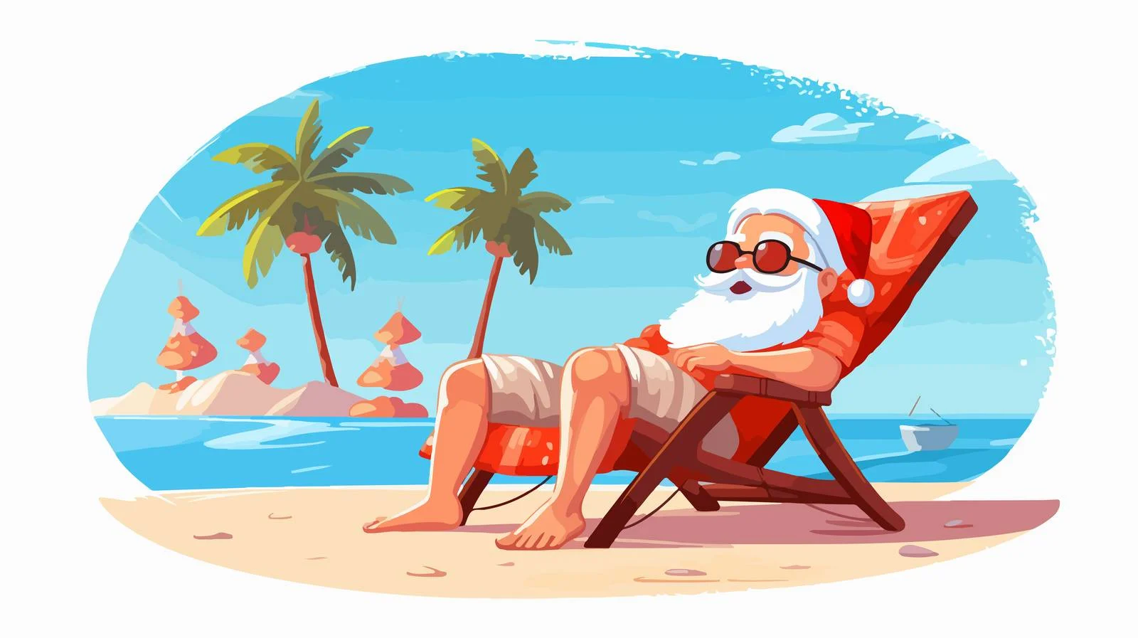 Santa Claus Sunbathing Vector Illustration — free download from Dotvec