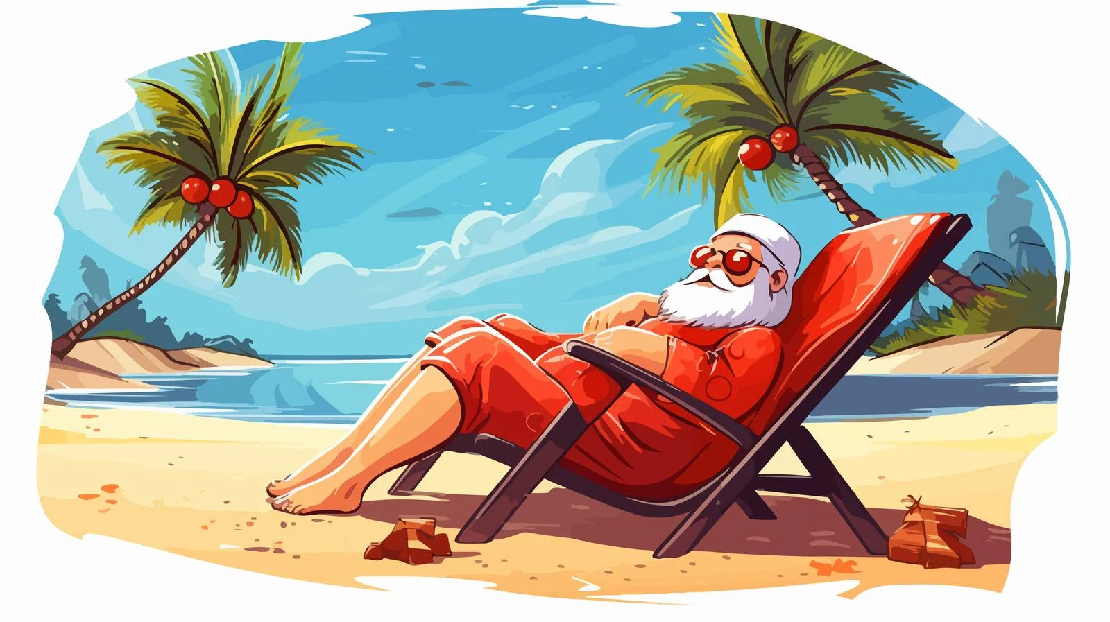Santa Claus Sunbathing Vector Art — free download from Dotvec